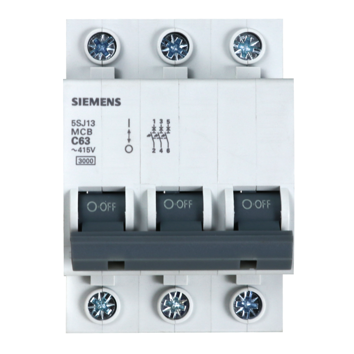 Disjuntor Tripolar 63A Curva C Siemens C63 Mini DIN 5kA - Imagem 4
